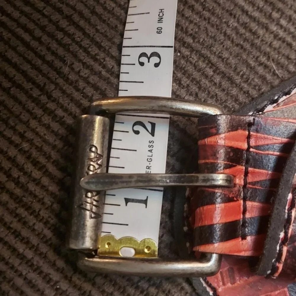 Red Black Wide Leather Waist Belt Size S 30 Vintage Statement Cincher - Picture 7 of 13